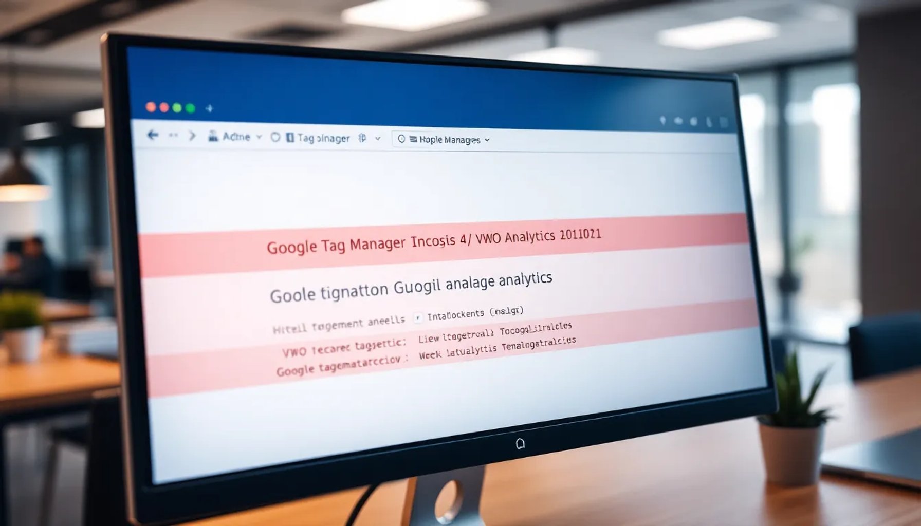 Captura de pantalla de un sitio web con códigos de seguimiento de Google Tag Manager y VWO.