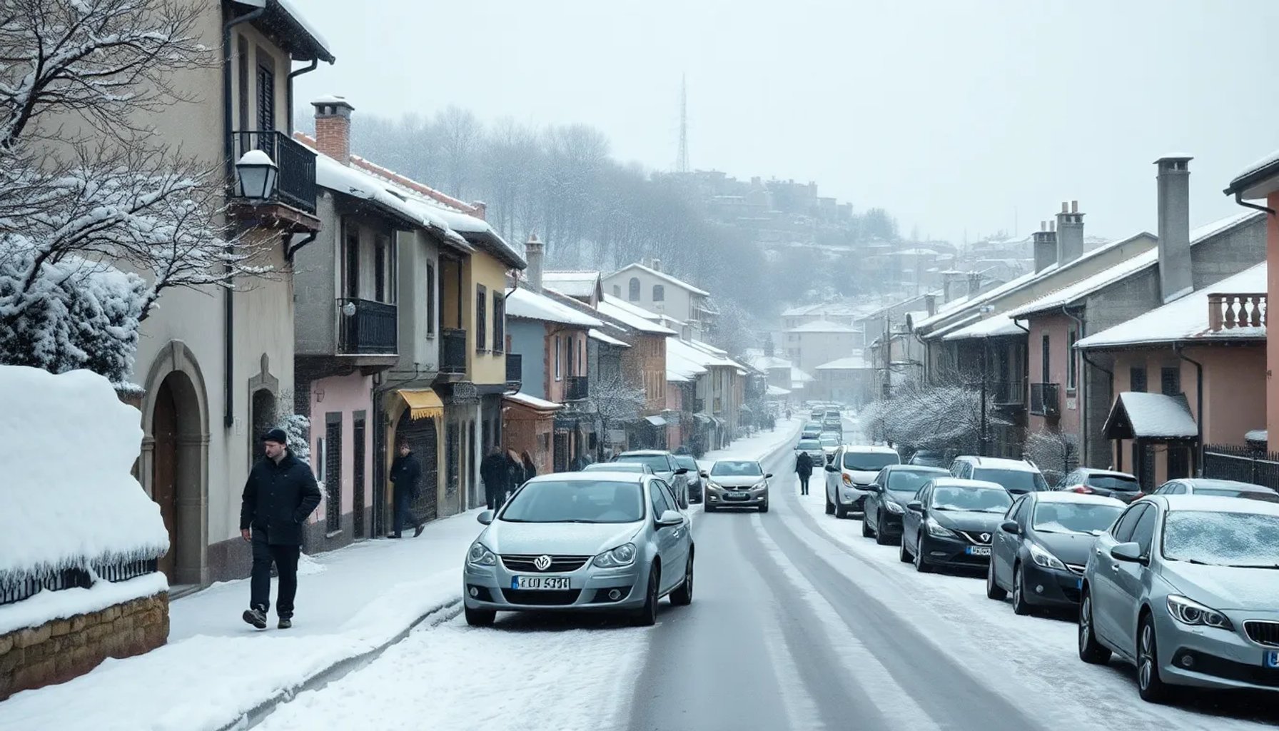 Paisaje nevado en una región de España afectada por una DANA