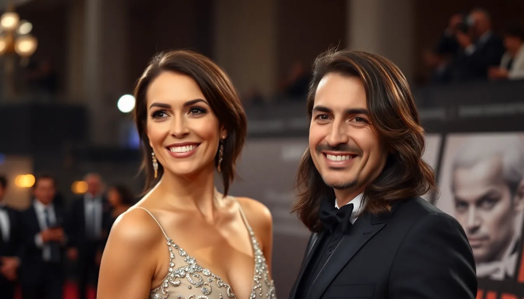 Blanca Romero y Quique Sánchez Flores abrazados en una gala, mostrando su complicidad