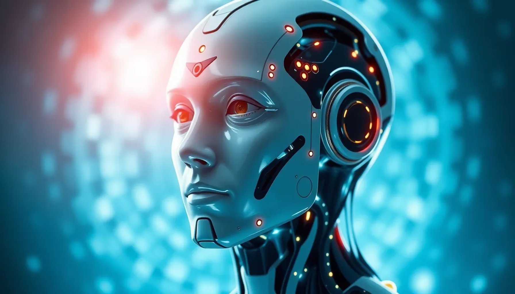 Imagen de un robot interactuando con un ser humano