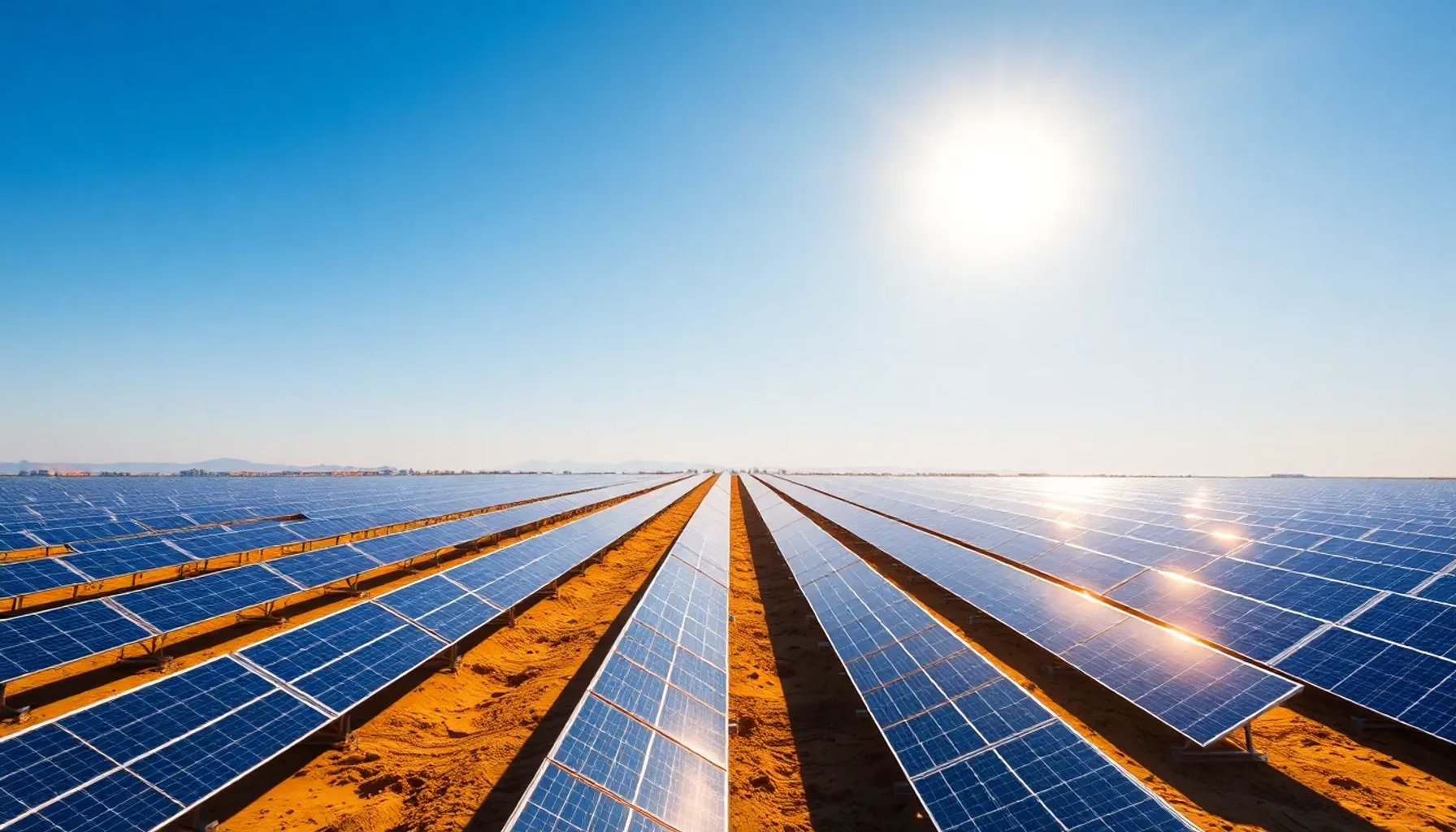 Paneles solares instalados en un campo abierto bajo un cielo despejado en América Latina