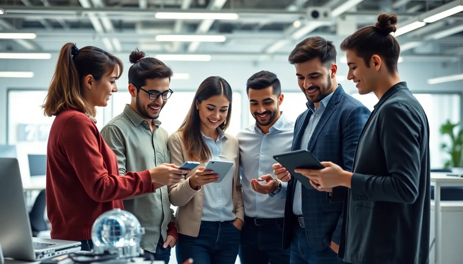 Jóvenes estudiantes trabajando en proyectos de tecnología e innovación bajo la beca de Fundación Telefónica