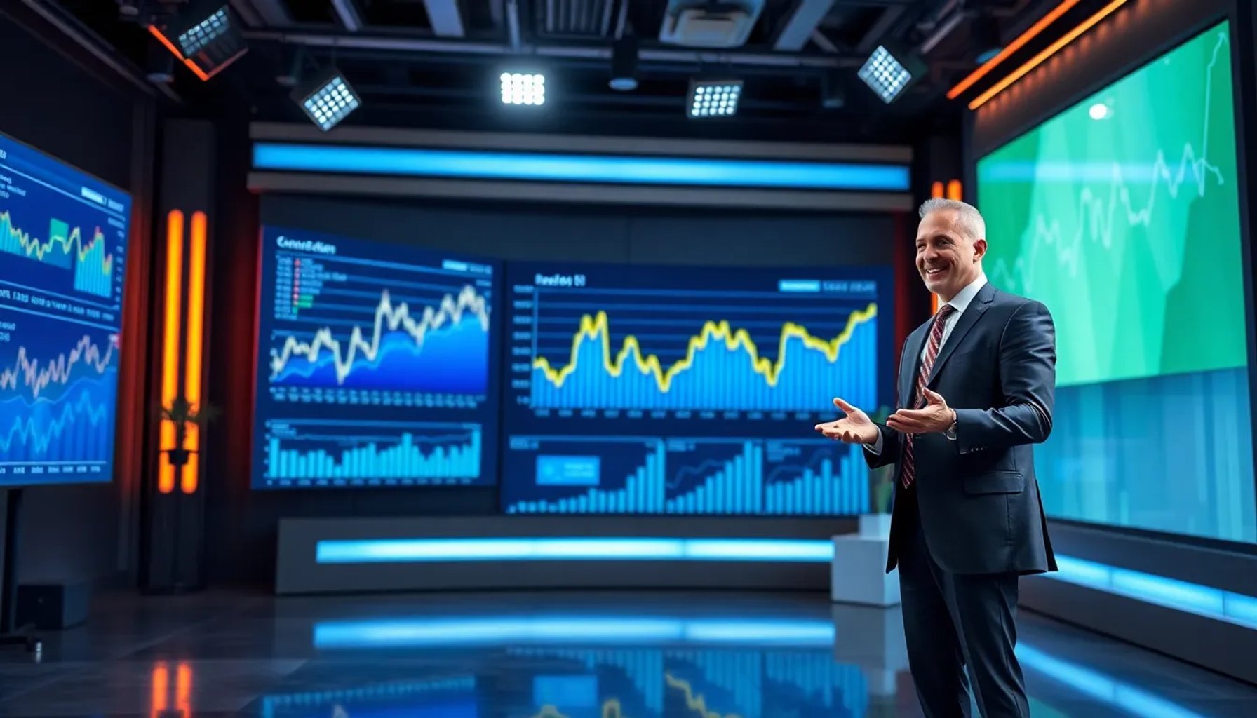 Portada de la serie de videos “Hablemos de inversión” de Garanti BBVA, mostrando a un presentador frente a gráficos financieros