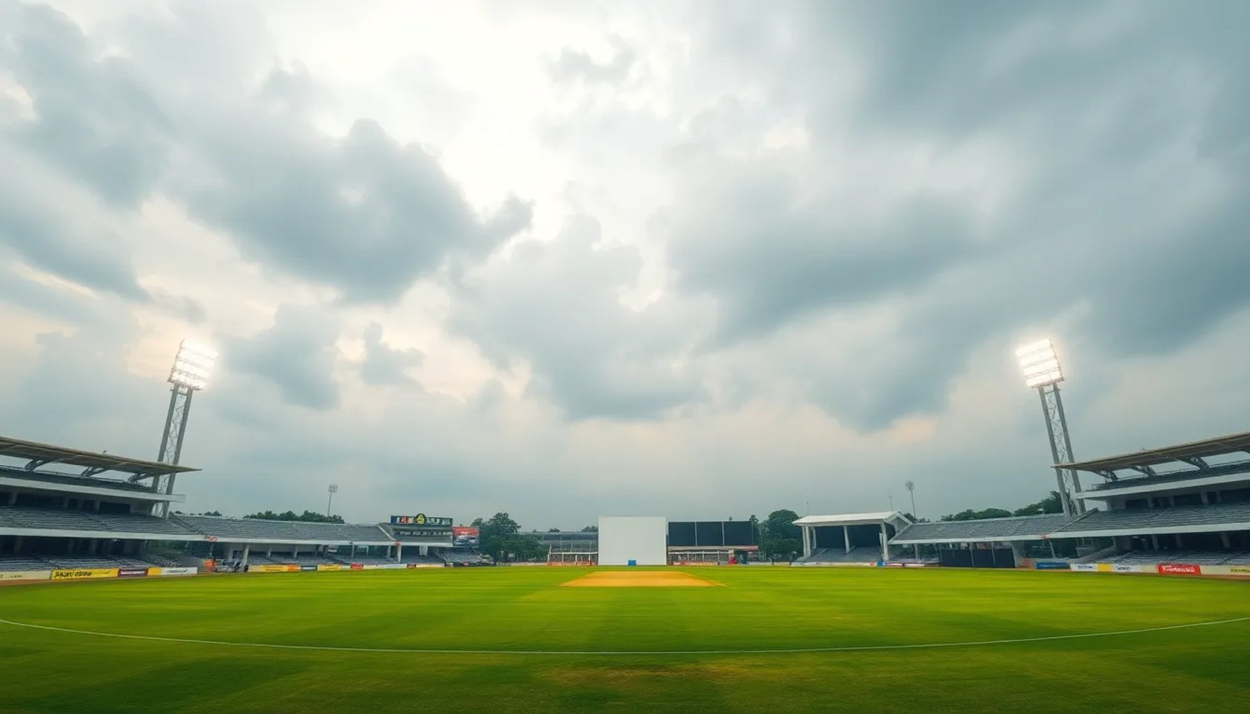 Estadio ACA de Guwahati bajo nubes mientras se prepara el partido entre RR y CSK en la IPL 2026.