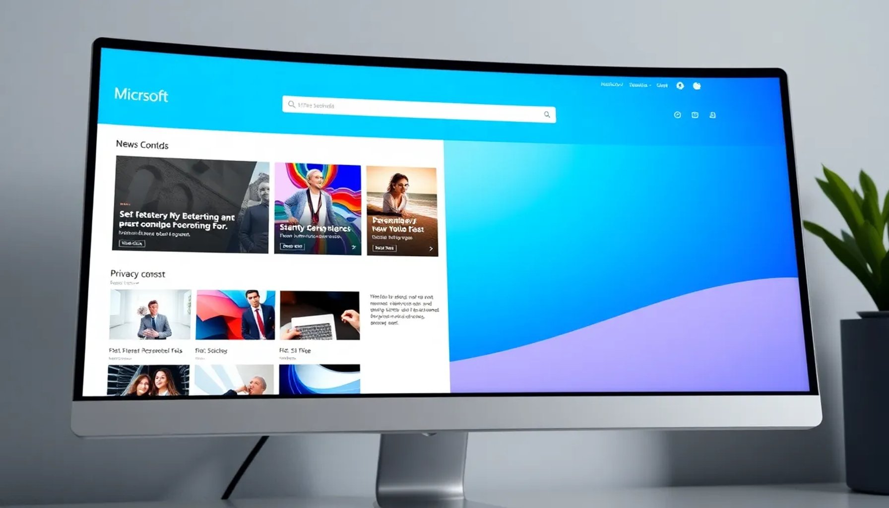 Pantalla de computadora mostrando la nueva interfaz de MSN con diseño moderno y secciones de noticias personalizadas