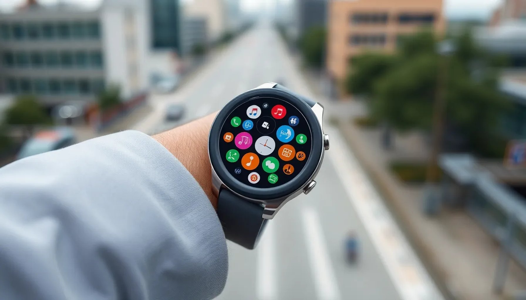 Imagen de un smartwatch con la pantalla iluminada, mostrando notificaciones y aplicaciones