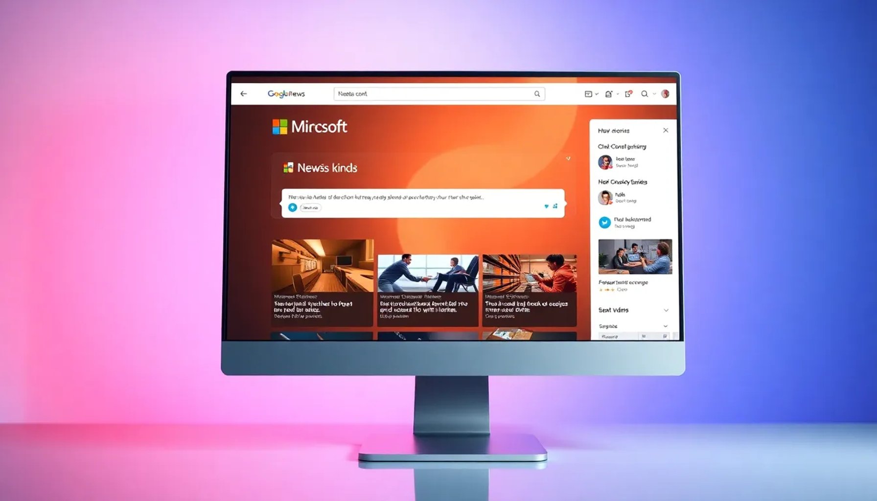 Pantalla de ordenador mostrando la nueva interfaz de MSN con secciones de noticias y barra de privacidad