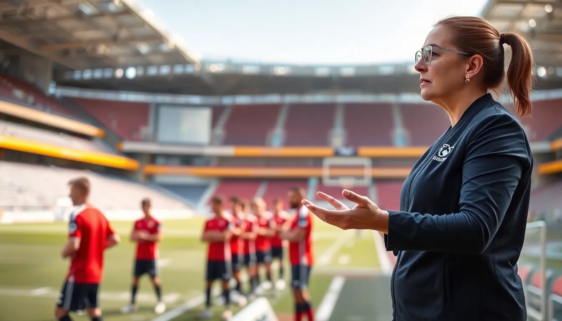 Natalia Arroyo animando a su equipo antes del partido contra Chelsea en Villa Park