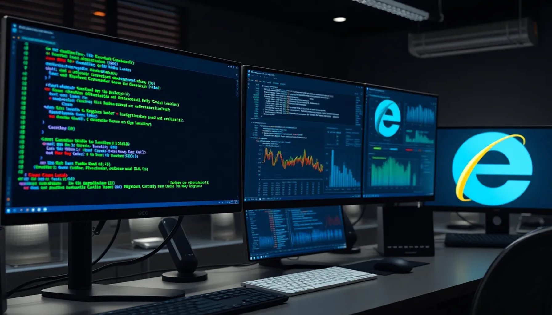 Desarrollador revisando código de carga de scripts en pantalla con gráficos de rendimiento