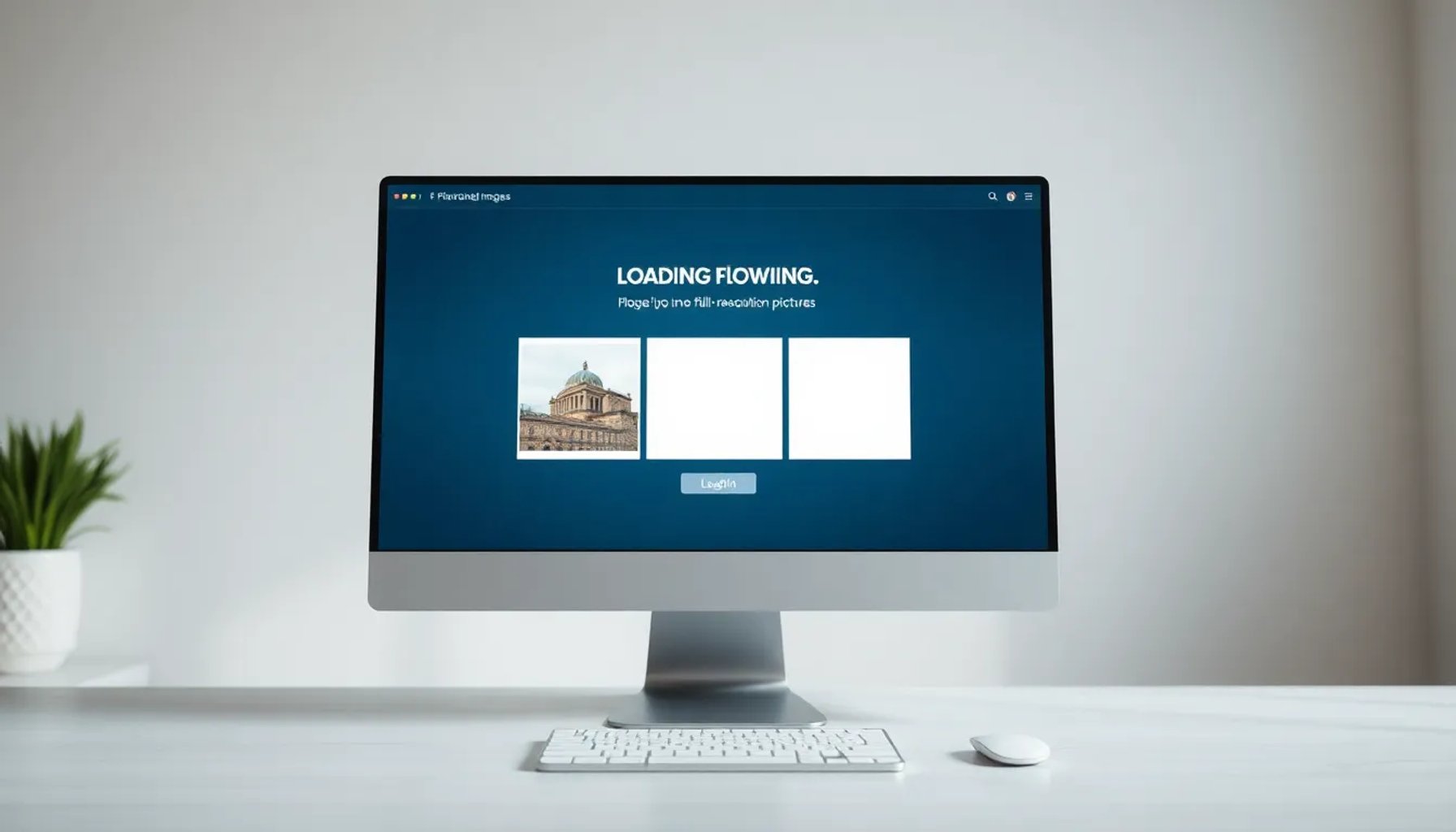 Pantalla de ordenador mostrando una página web con imágenes cargándose lentamente antes de aplicar Rocket Lazy Load