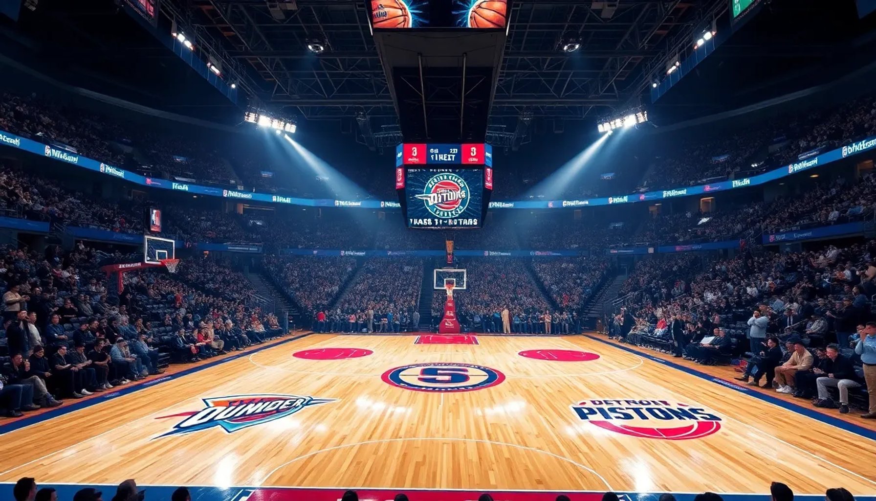 Partido de la NBA entre Oklahoma City Thunder y Detroit Pistons en el Paycom Center