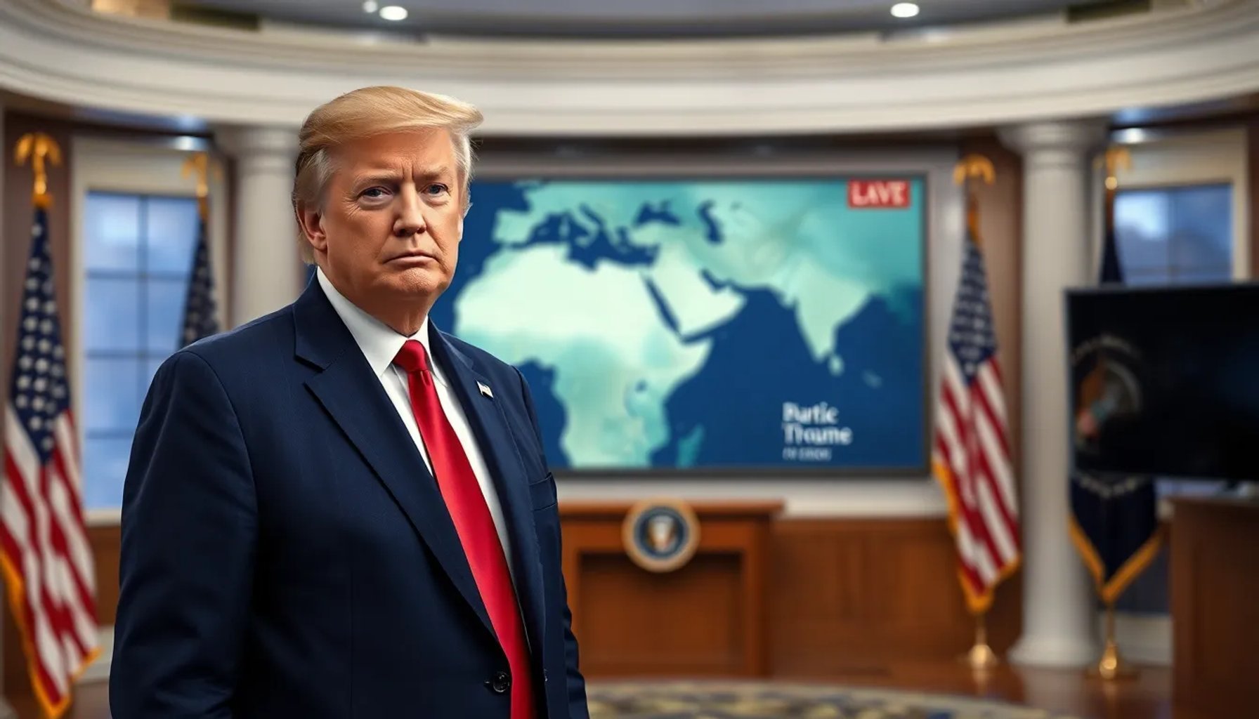 Donald Trump en la Casa Blanca anunciando la postergación del ataque a plantas energéticas iraníes