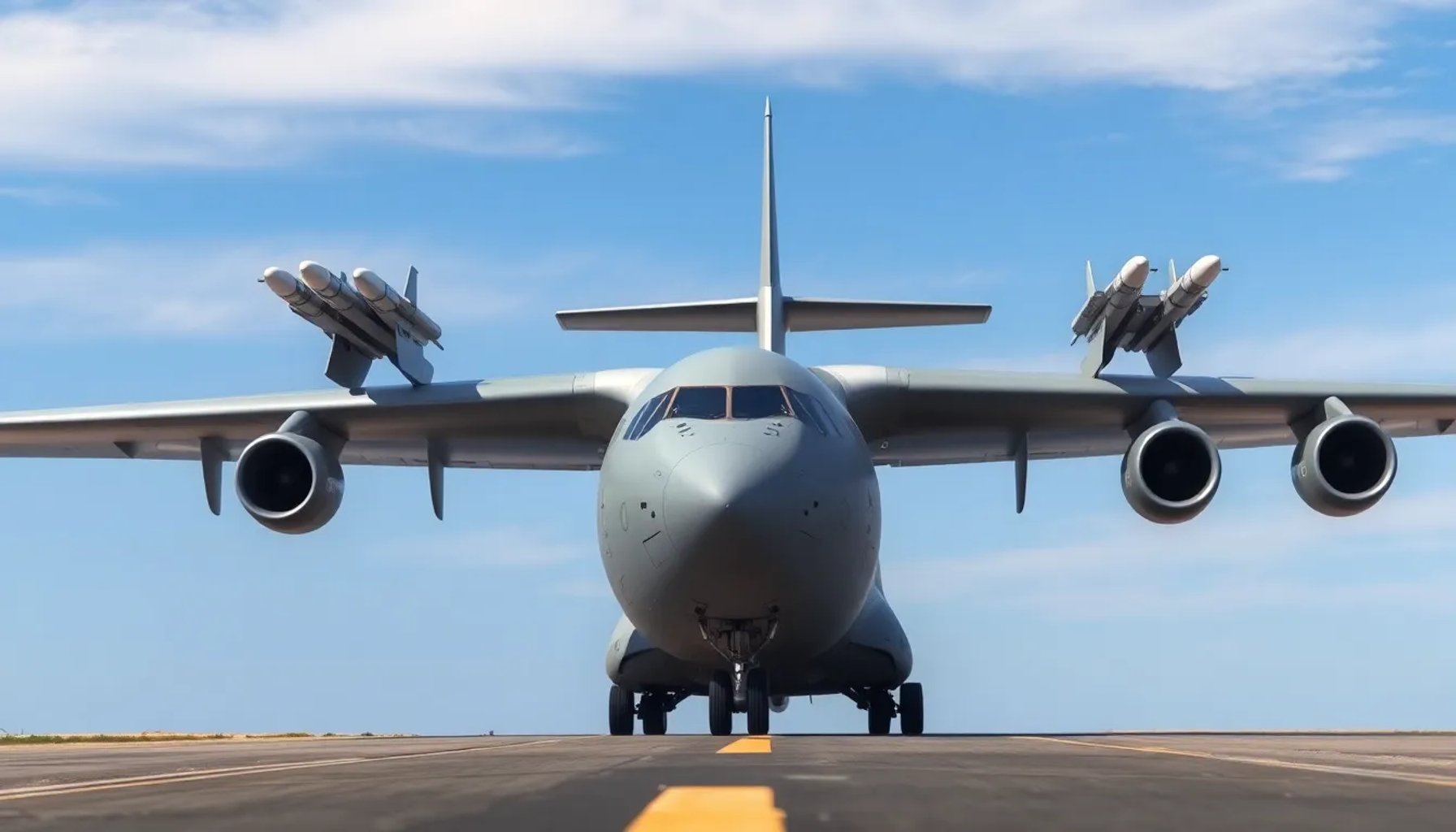 Airbus A400M cargado con doce misiles de crucero listo para despegar