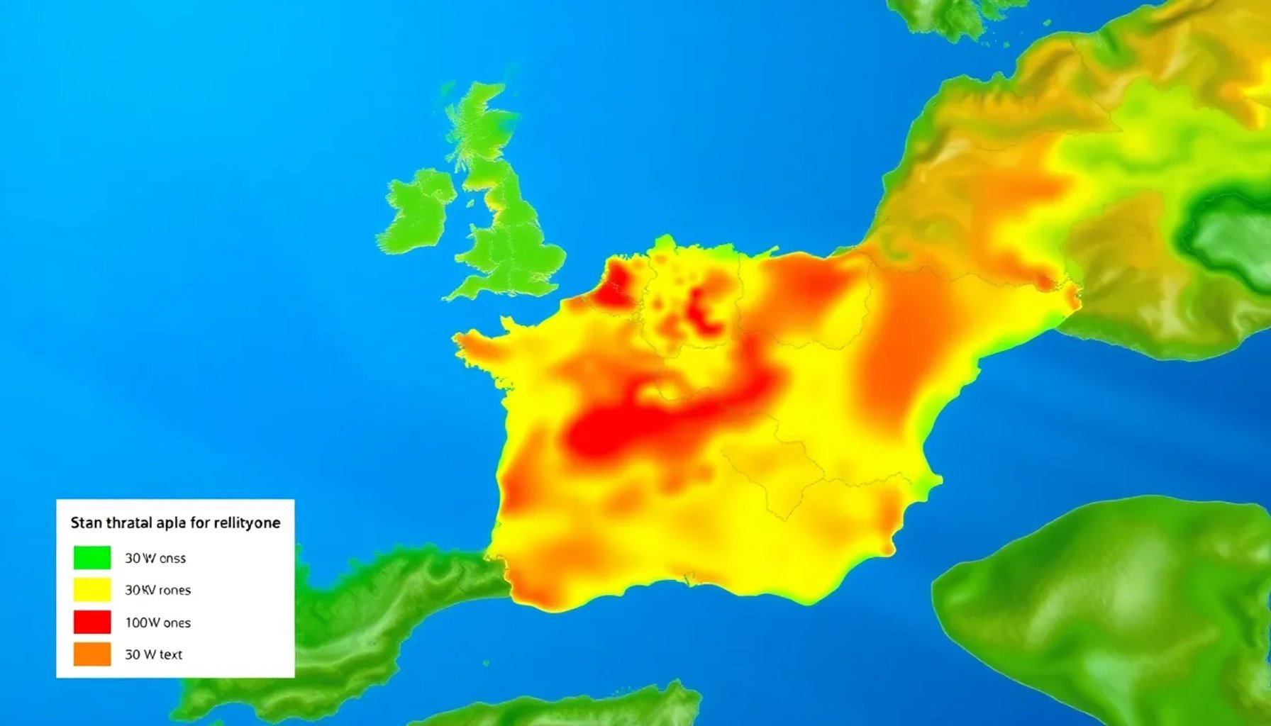 Mapa de España con los colores de alerta de la AEMET resaltando zonas de riesgo