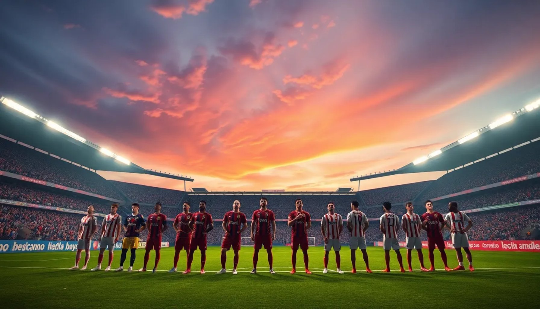 Jugadores del Rayo Vallecano y Elche alineados antes del partido en el Estadio de Vallecas