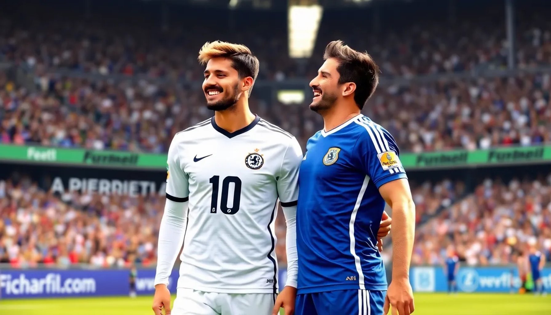 Antony y Ez Abde sonriendo mientras celebran un empate contra el Real Madrid en el estadio