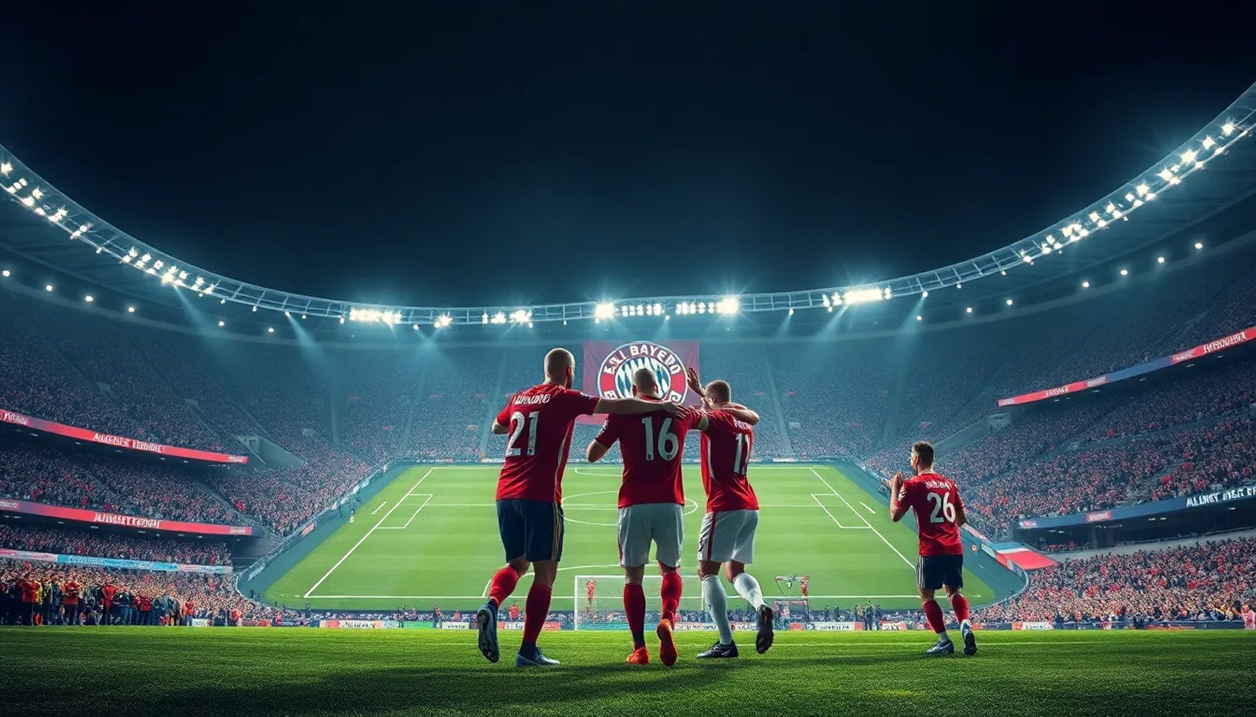 Partido Bayern Múnich vs Real Madrid en el Allianz Arena con jugadores en plena acción