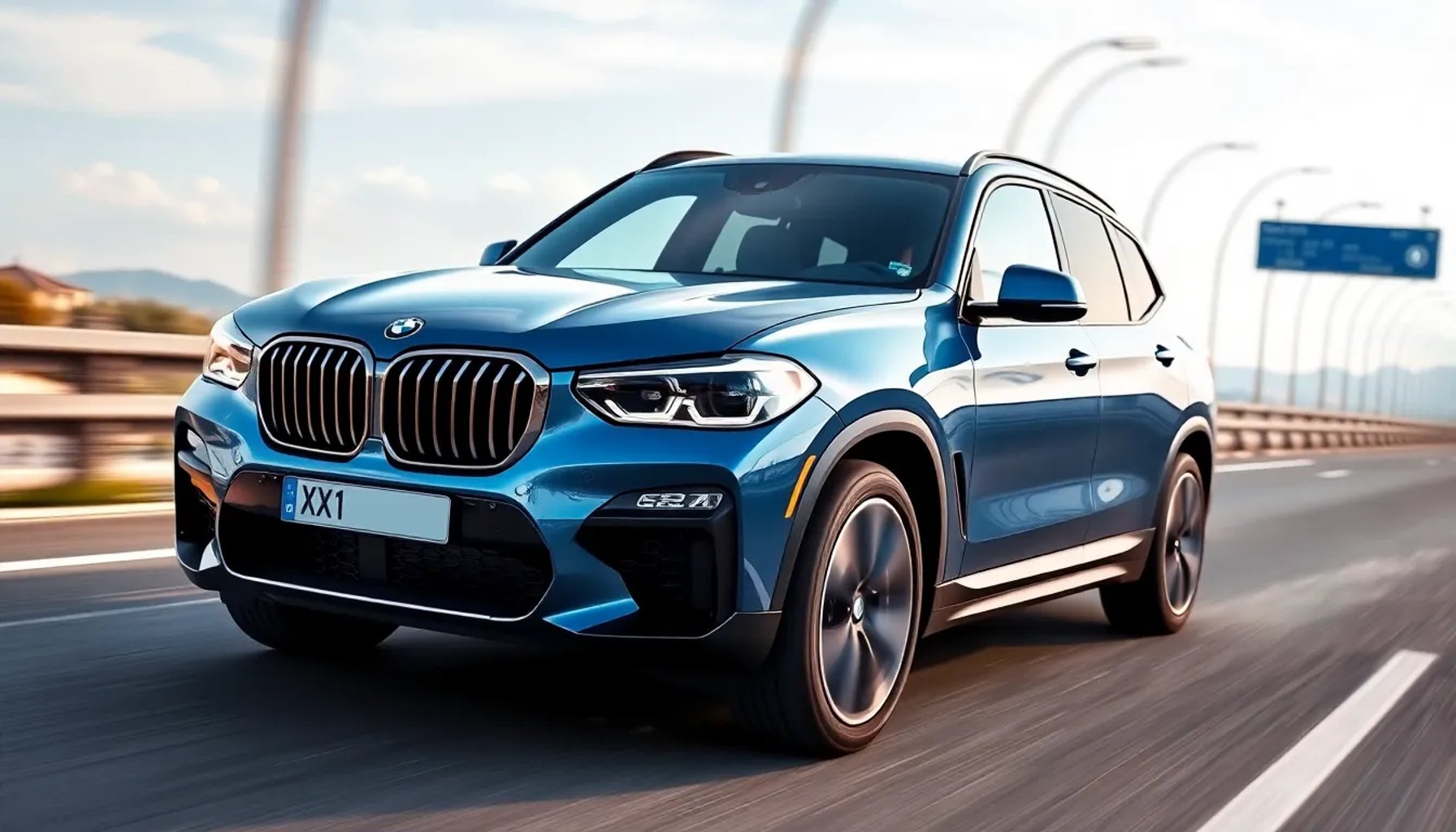 BMW iX3 en una carretera española, mostrando su diseño aerodinámico y luces LED bajo el sol