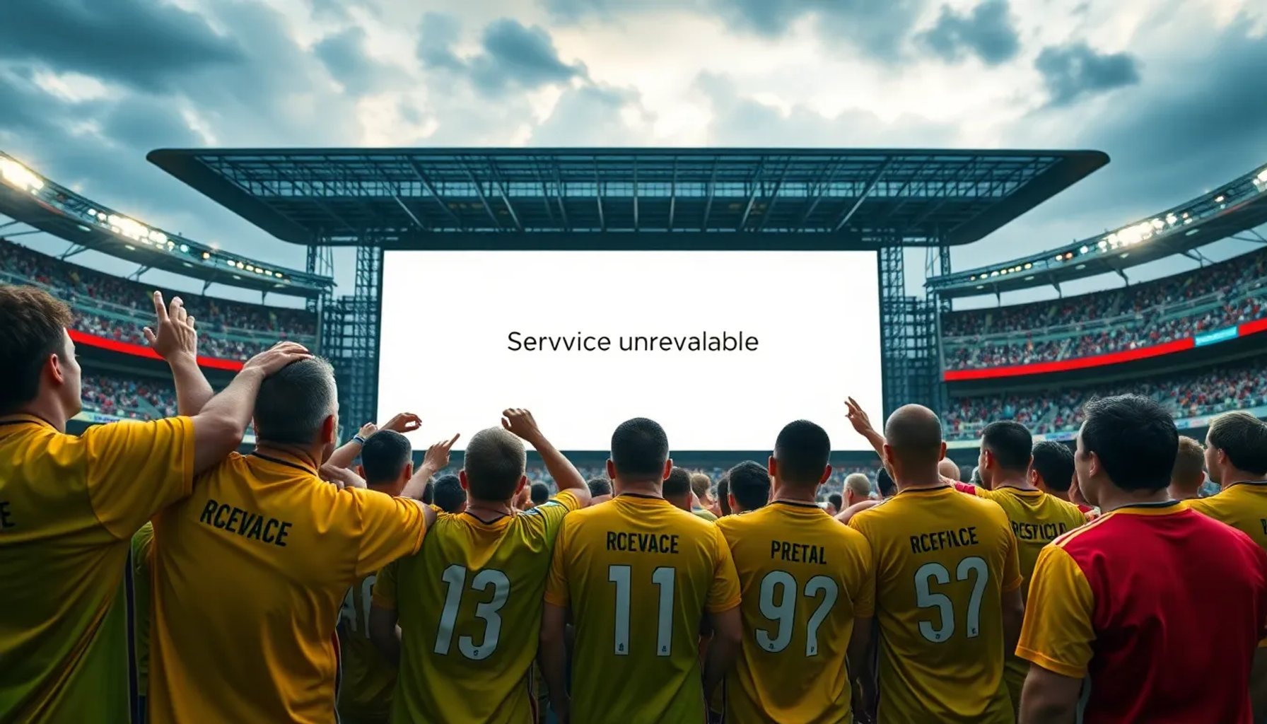 Aficionados del Real Racing Club mirando una pantalla en blanco tras la caída del sitio web