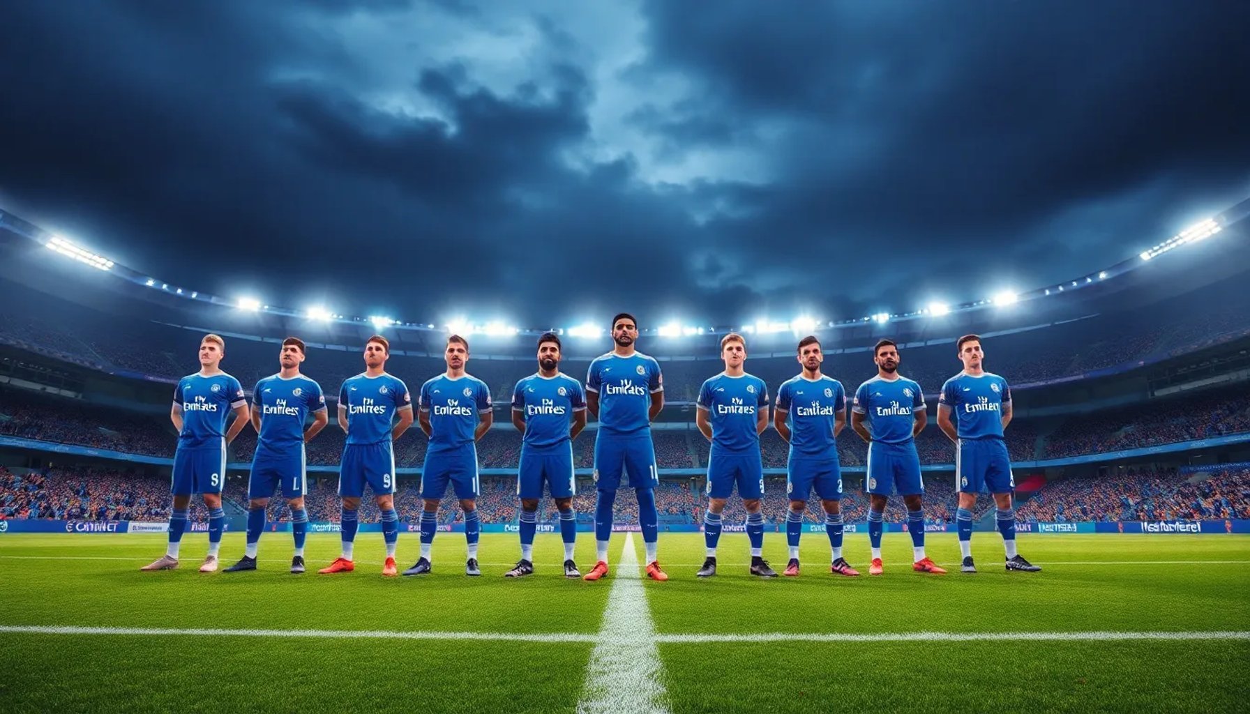 Jugadores del Real Madrid Castilla alineados antes del partido contra el Celta de Vigo B