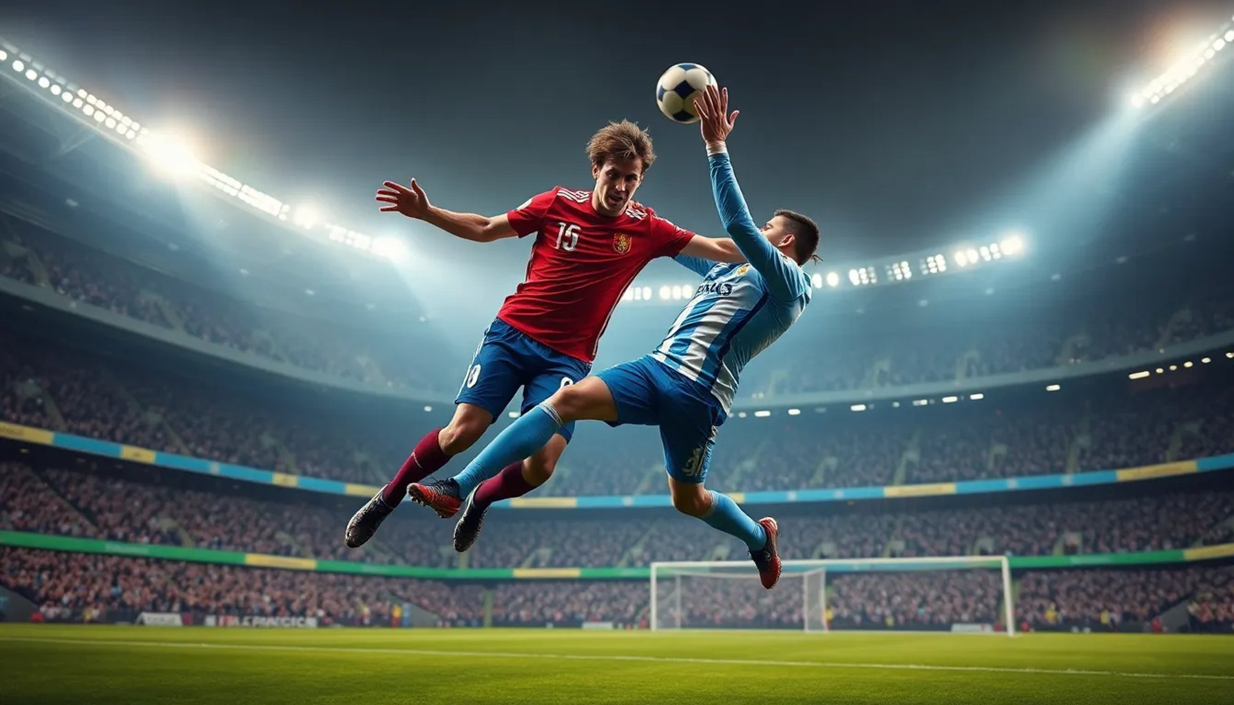 Fermín López golpeado por el portero Juan Musso durante el partido Atlético‑Barcelona