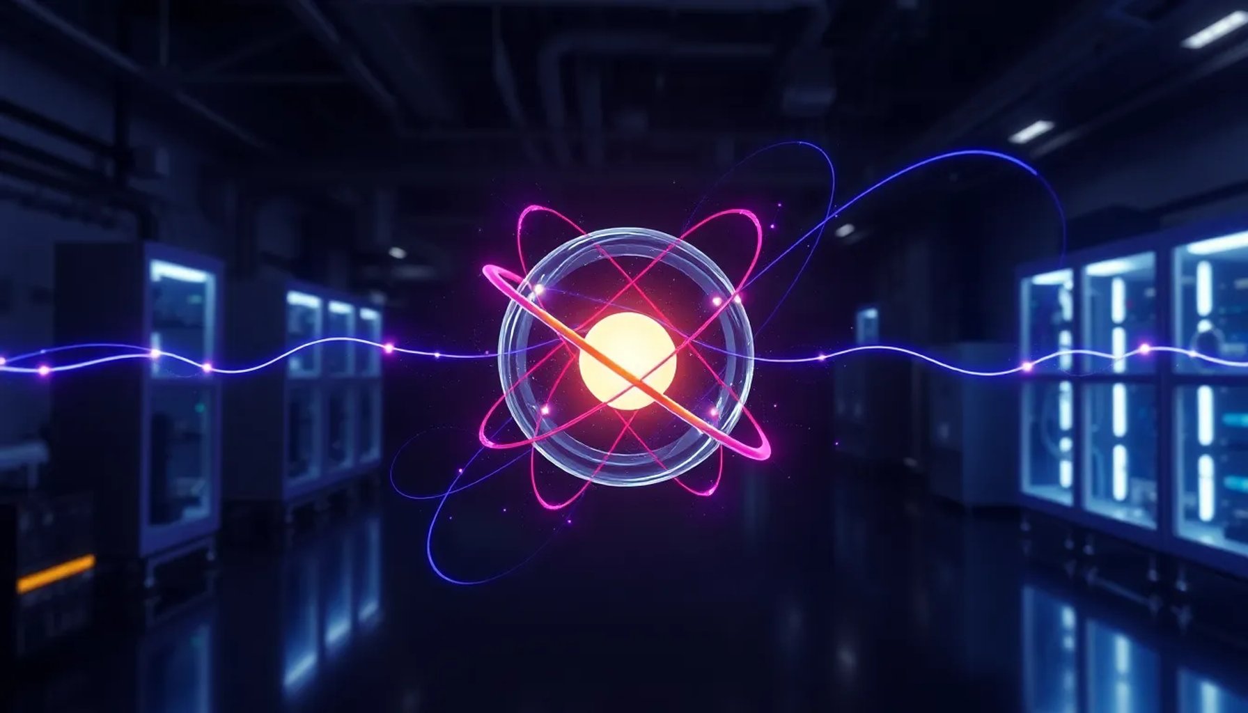 Representación artística de un átomo visible en dos ubicaciones simultáneamente en un experimento cuántico histórico