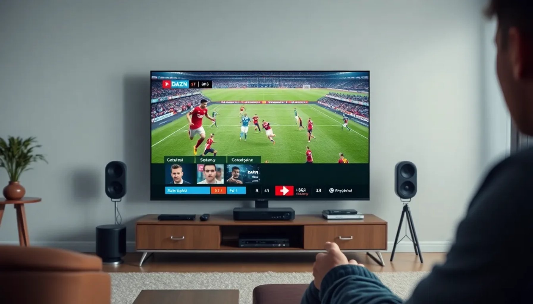 Imagen hero de la interfaz de DAZN mostrando eventos deportivos en pantalla grande