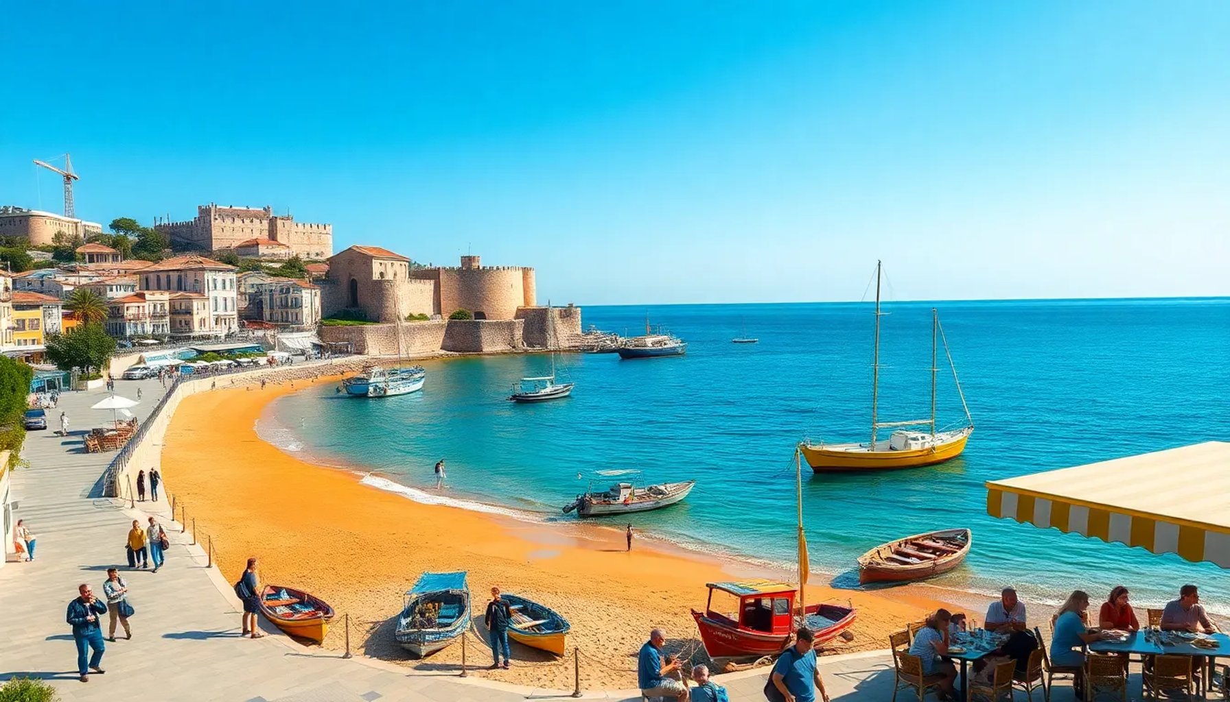 Paseo marítimo con vistas al mar y calas doradas en un pueblo costero de la Costa Cálida