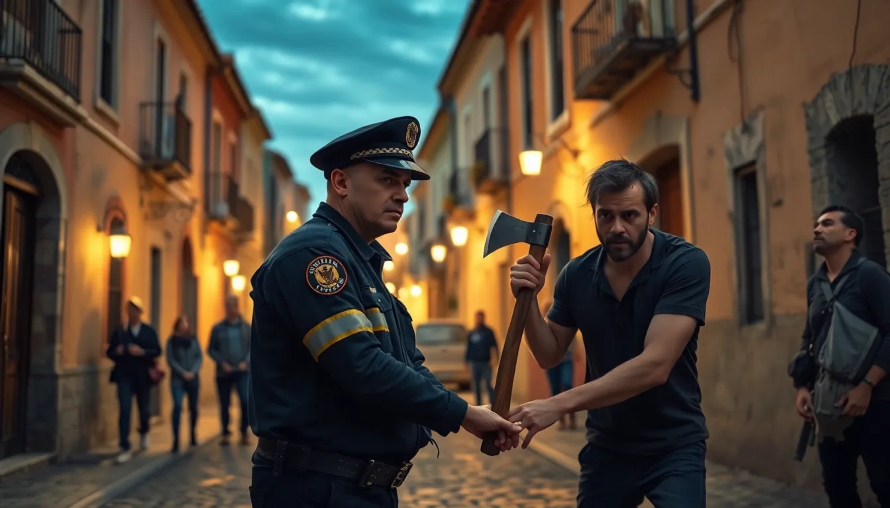 Policía local de Montefrío (Granada) detiene a un hombre que portaba un hacha después de agredir a tres personas en la calle principal del municipio