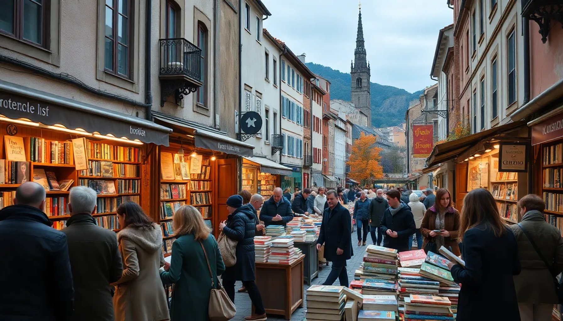 Autores y lectores disfrutando de la Feria del Libro 2026 en Euskal Herria, rodeados de puestos de libros y arquitectura vasca