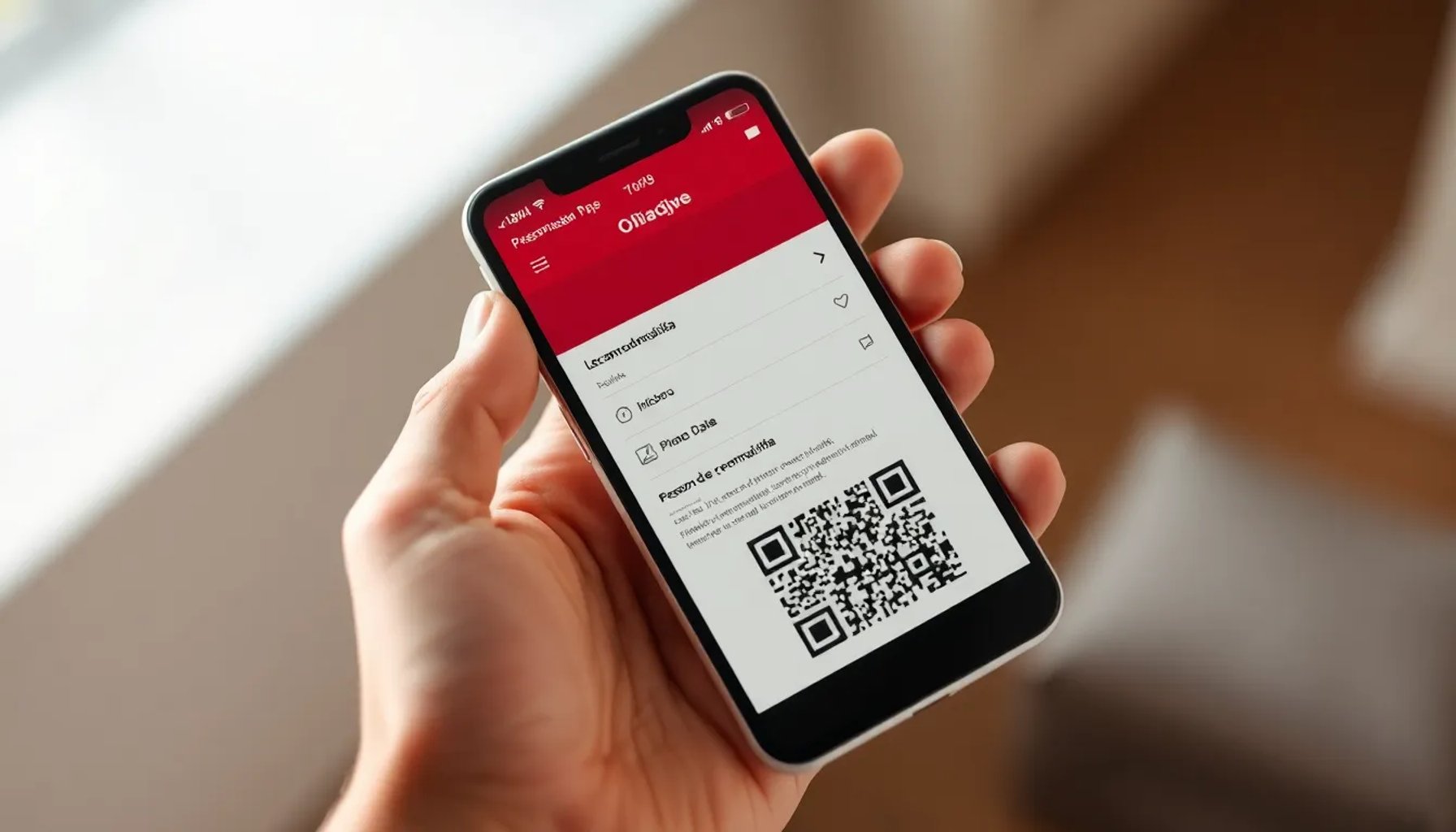 Pantalla de smartphone mostrando la aplicación oficial del DNI digital con datos de identificación y código QR