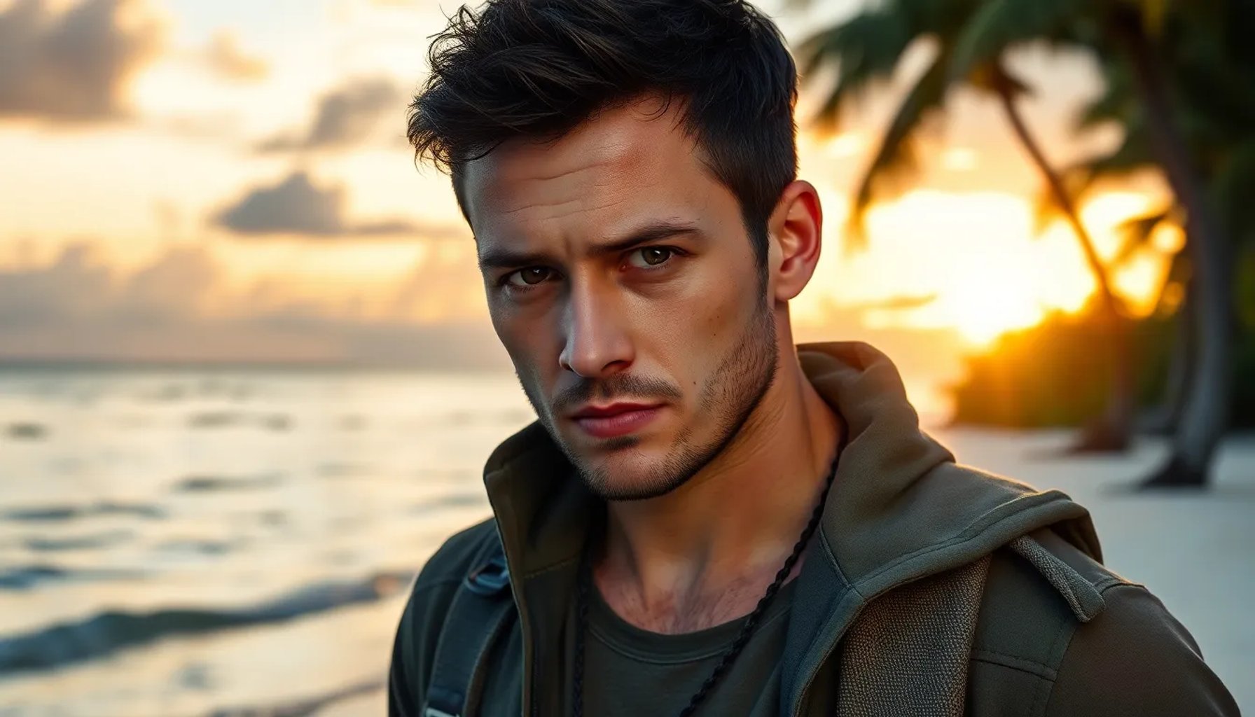 Álvaro Martínez, expulsado de Supervivientes 2026, mirando pensativo hacia la cámara mientras abandona la isla