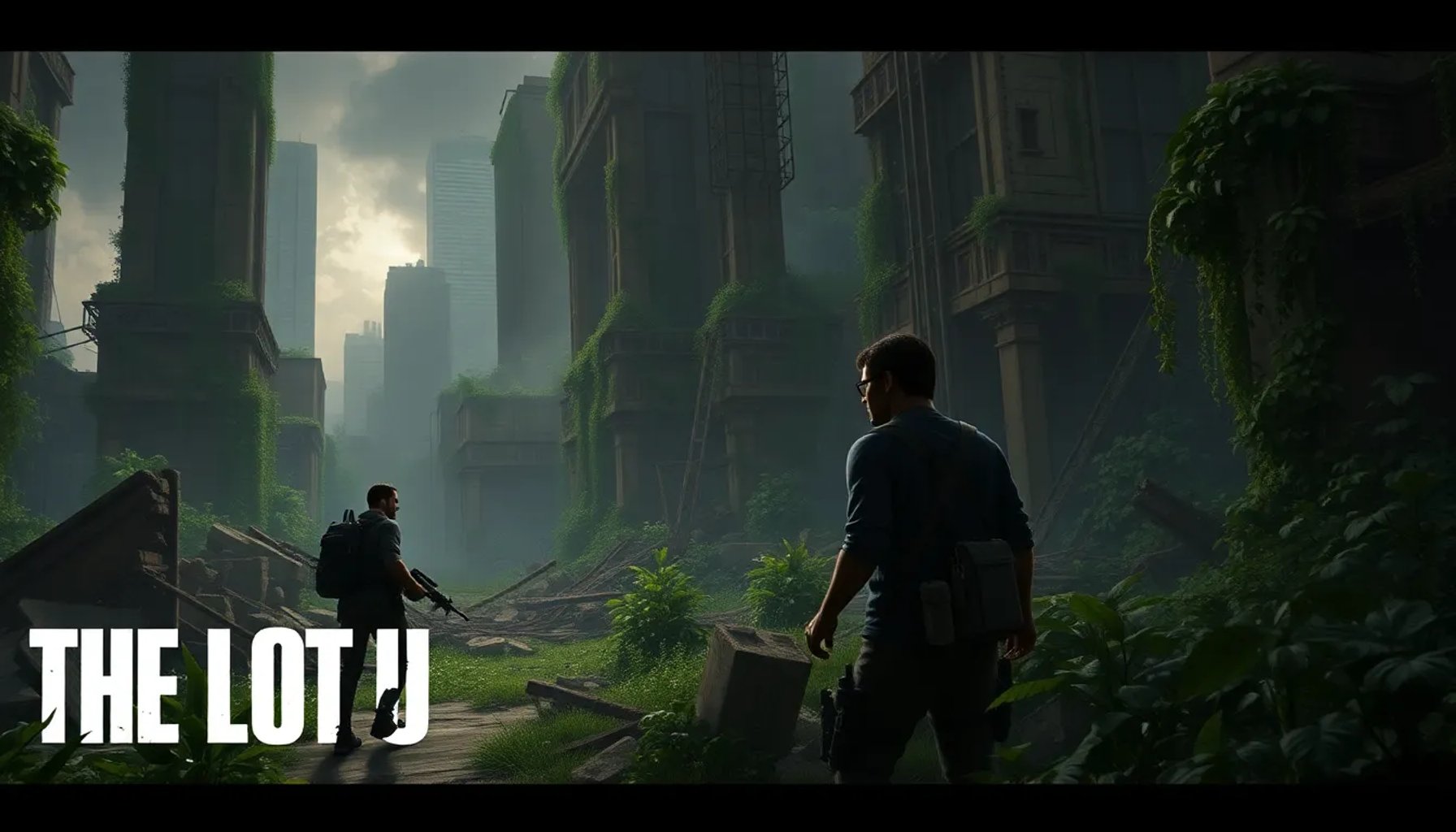 Escena del juego multijugador de The Last of Us en desarrollo, con dos supervivientes en un entorno postapocalíptico sobrecogedor