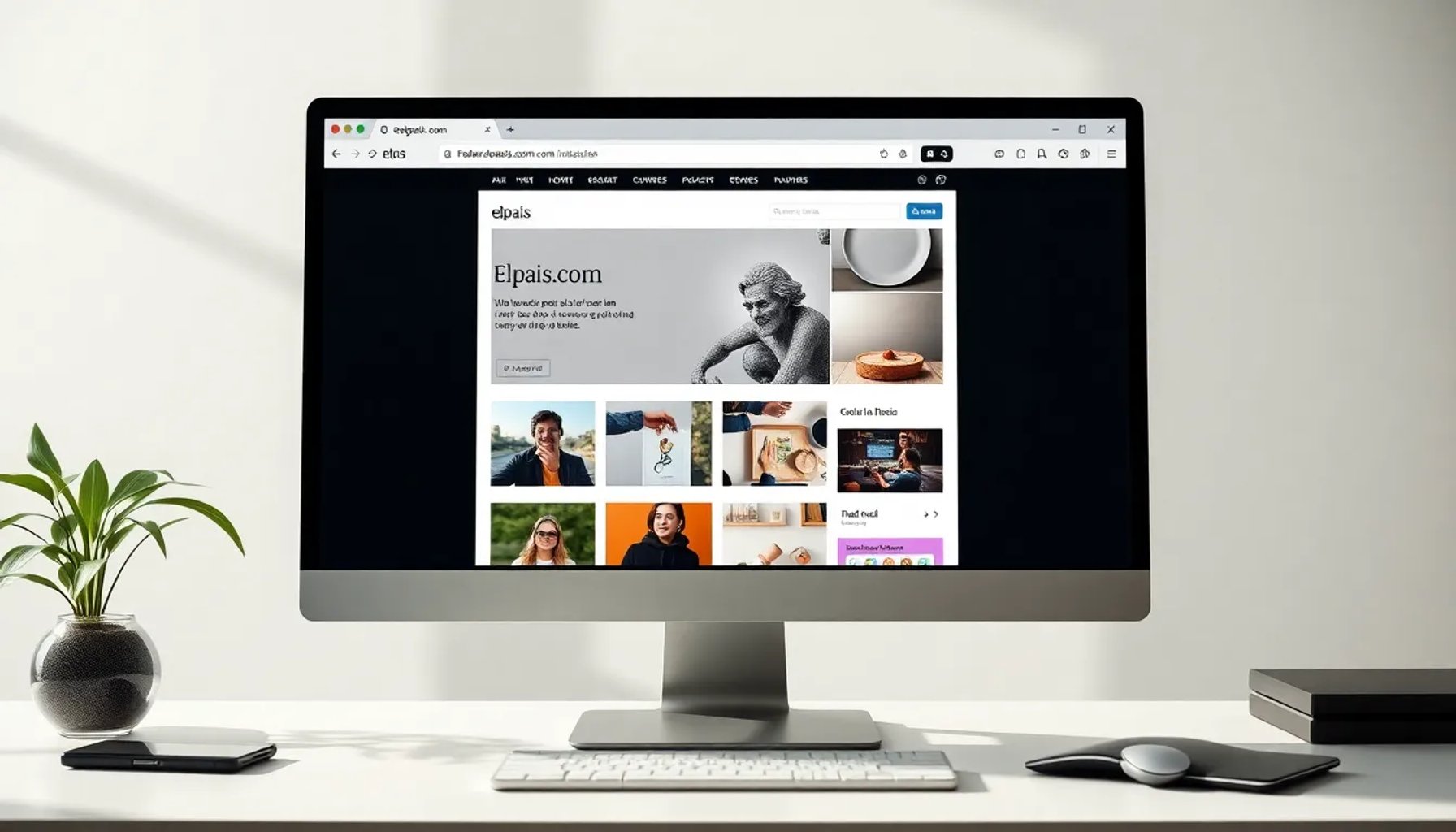 Vista de la página principal de elpais.com en una pantalla de ordenador, mostrando titulares y secciones destacadas