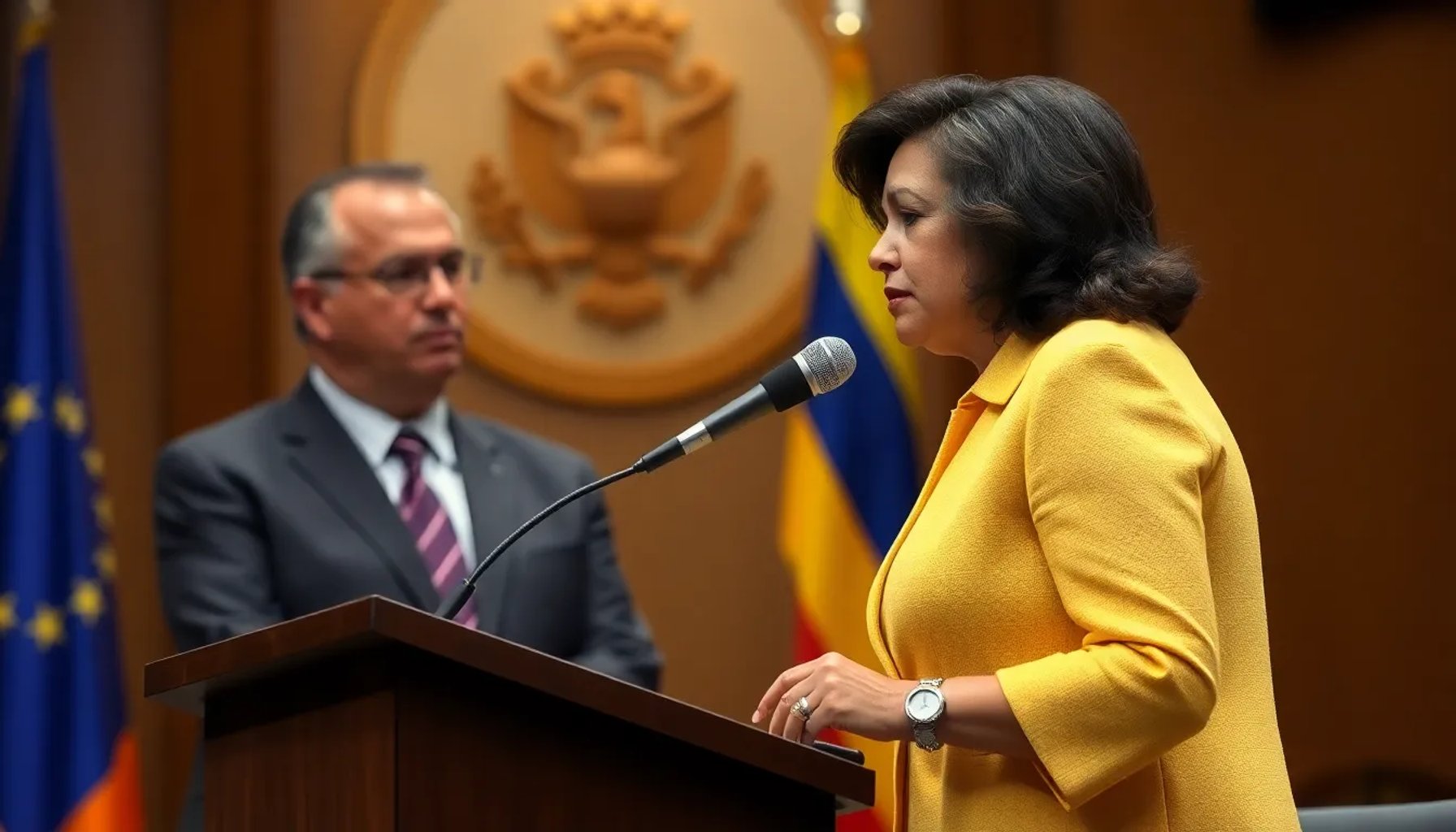 Embajador de Venezuela entregando una disculpa tras la controversia de Baute en el evento de Corina Machado