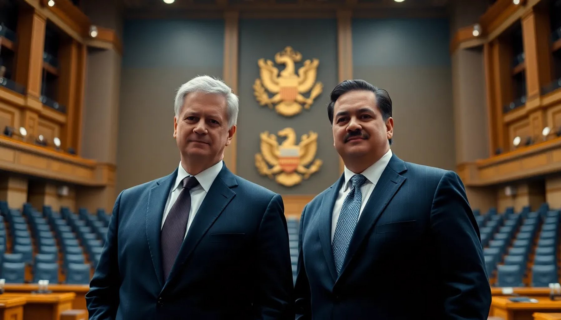 Felipe González y María Corina en un debate político frente al Congreso de los Diputados, con luces y micrófonos