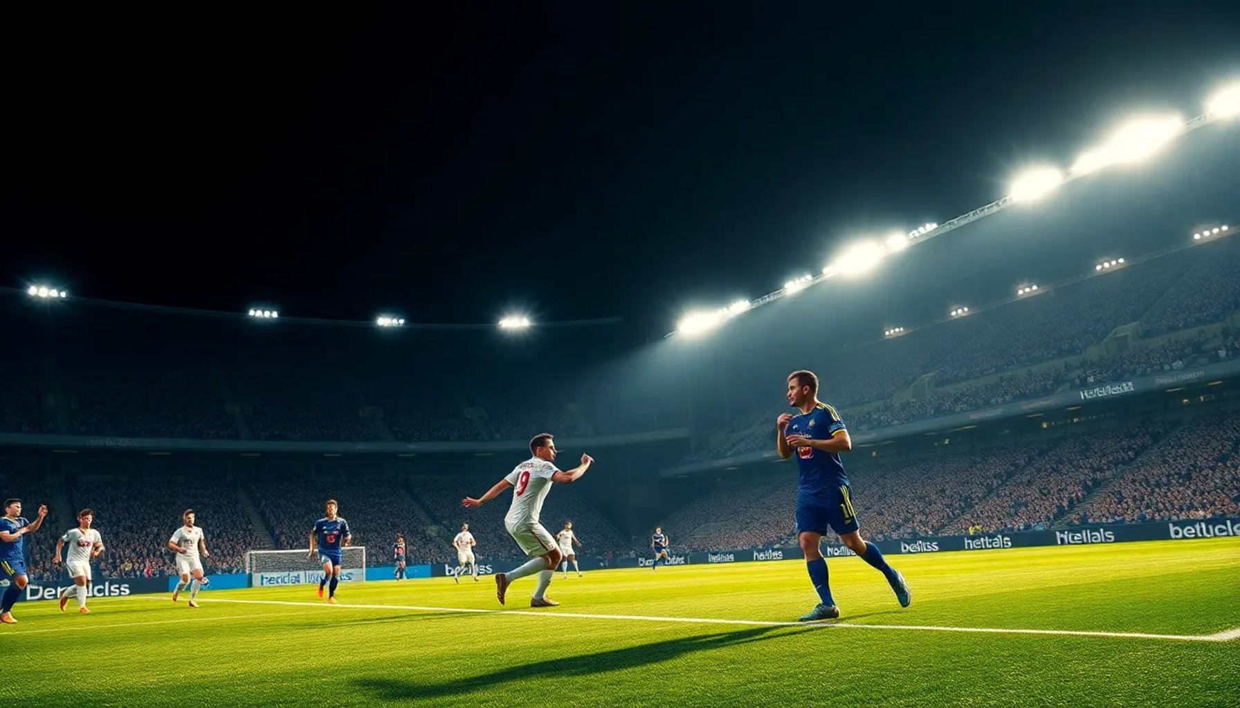 Imagen del estadio del Hellas Verona con jugadores de ambos equipos preparándose para el partido