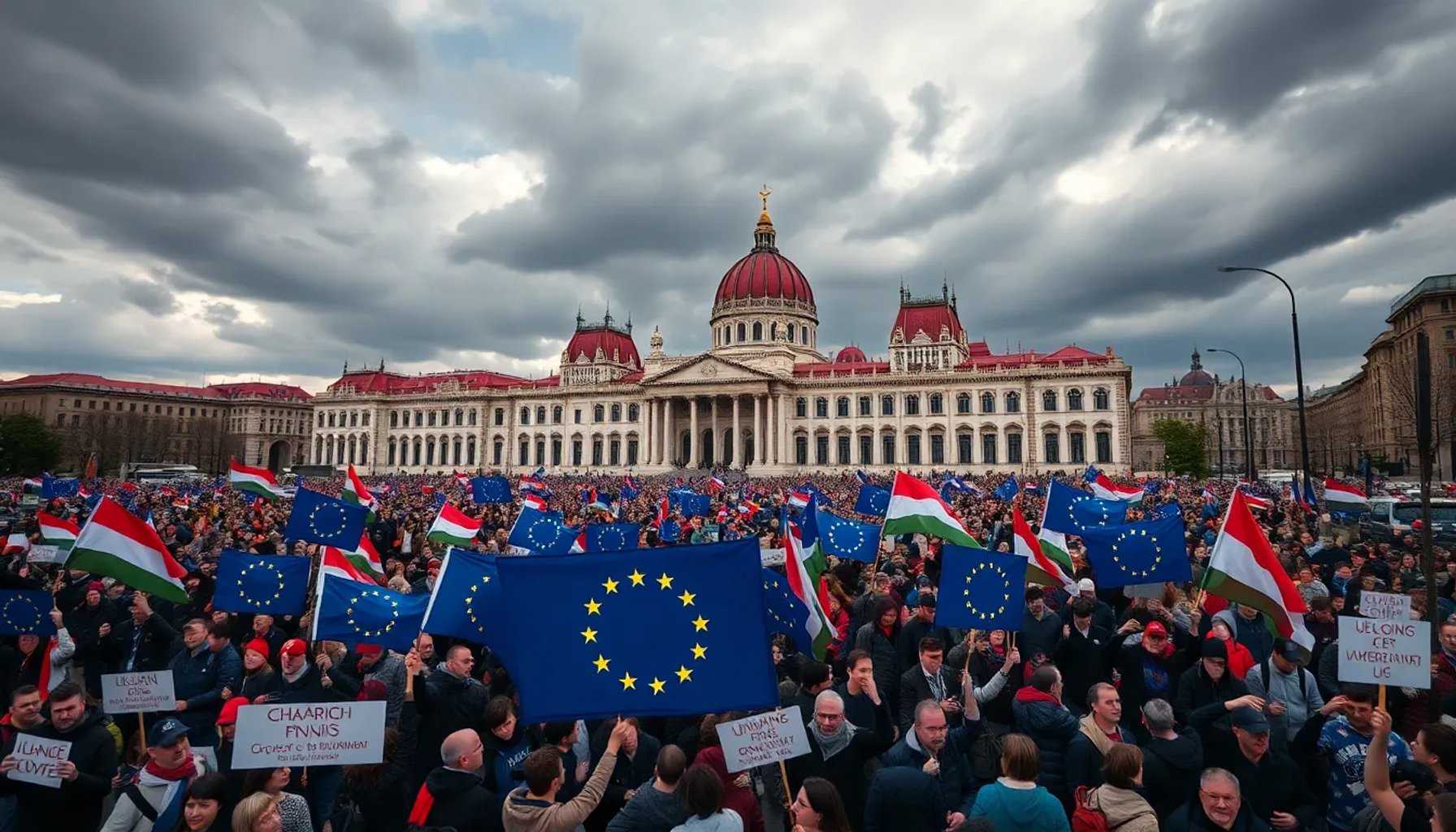 Manifestación ciudadana en Budapest contra el gobierno de Viktor Orbán