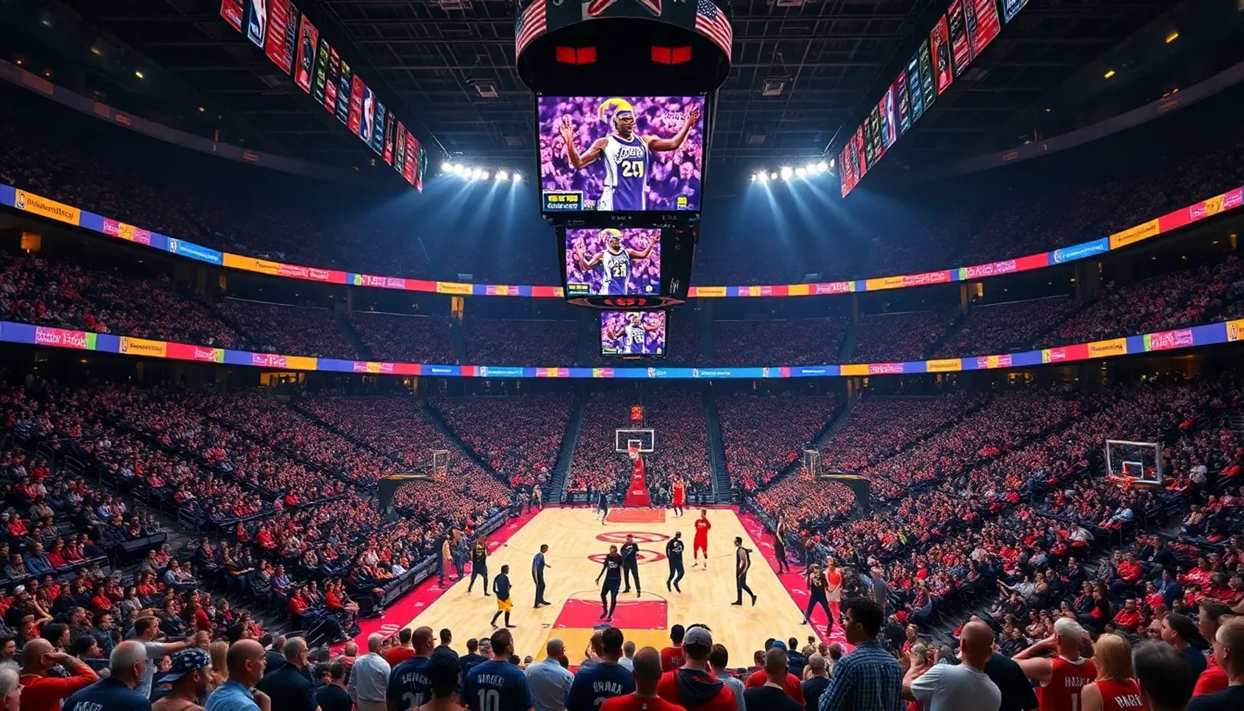 Los Angeles Lakers y Houston Rockets enfrentándose en la cancha durante los Playoffs 2026