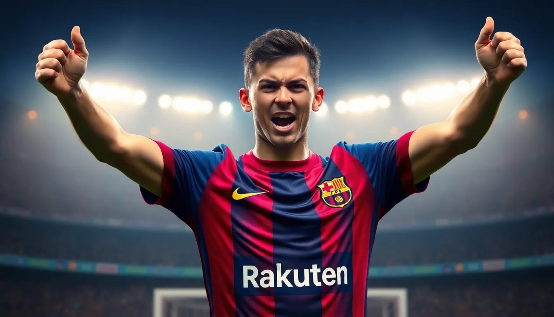 Lamine Yamal celebrando un gol con la camiseta del Barcelona en un partido europeo