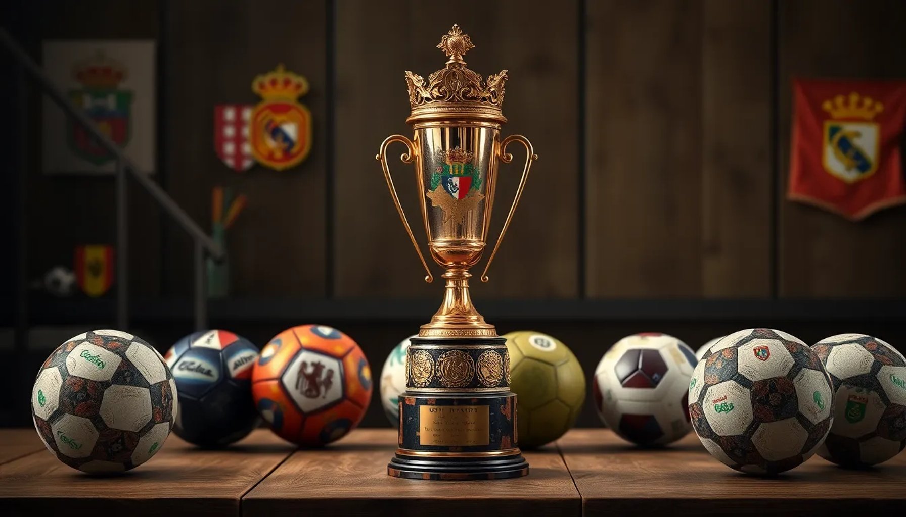 Tabla de ganadores de la Copa del Rey con escudos de los clubes más exitosos