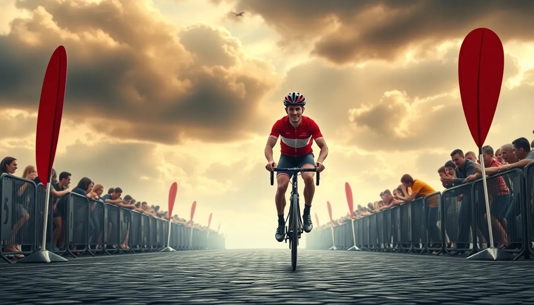 Paul Seixas en la línea de meta de Lieja‑Bastoña‑Lieja 2026, exhausto pero orgulloso