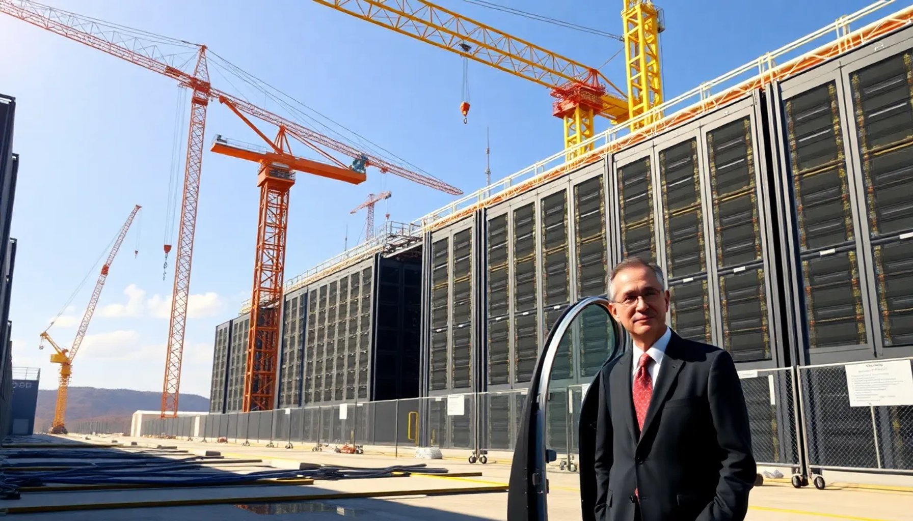 Presidente Yamandú Orsi inspecciona la obra del centro de datos de Google en Canelones, Uruguay