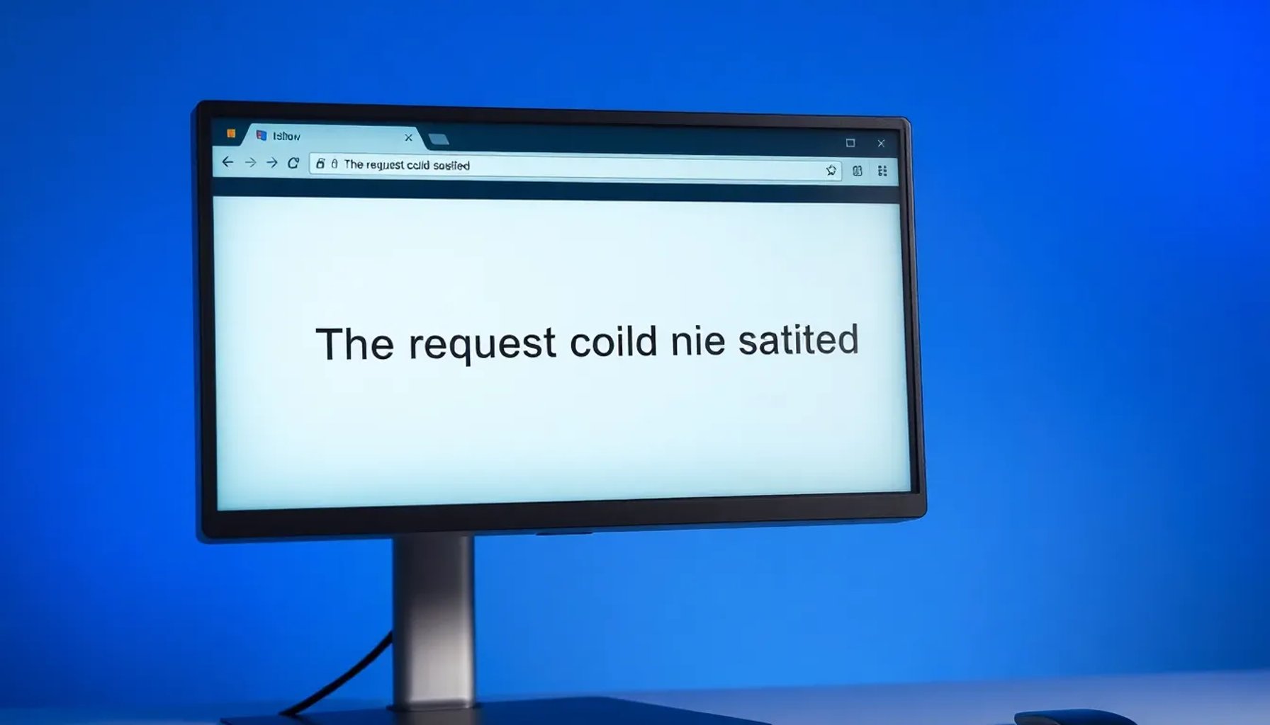 Imagen de una pantalla de ordenador mostrando el mensaje de error 'The request could not be satisfied' con fondo azul