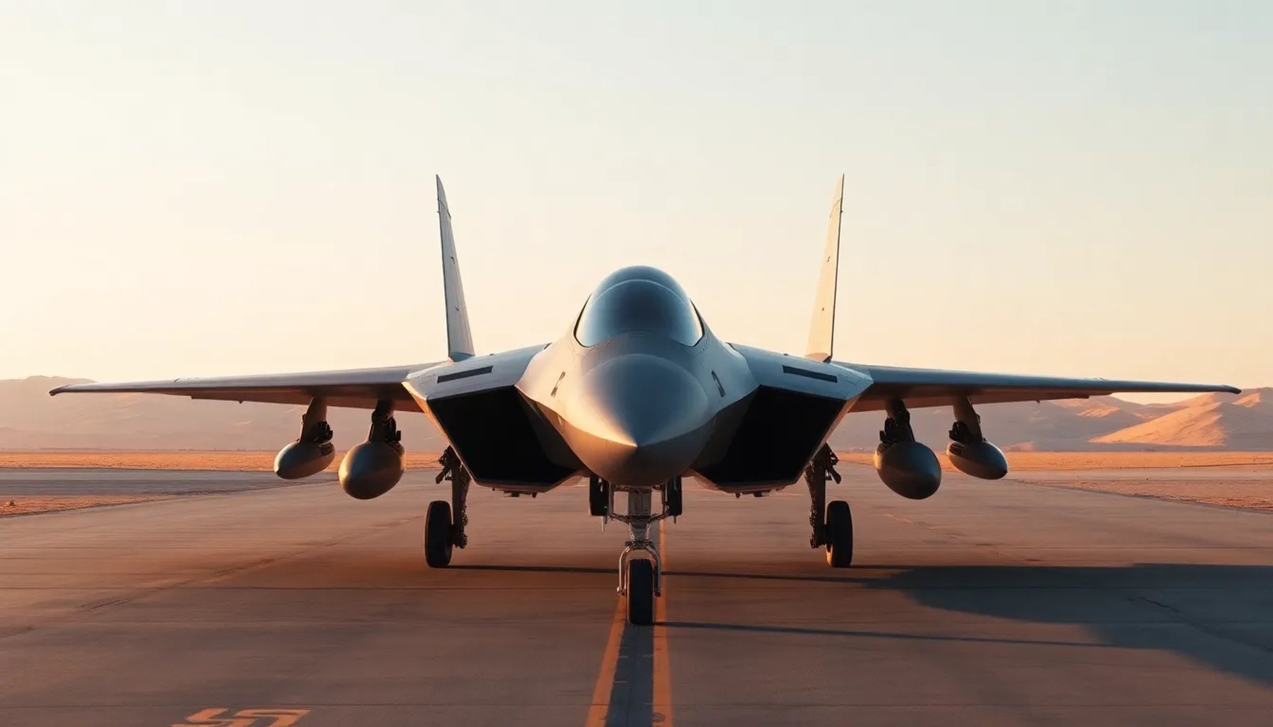 Caza Su‑57E sobre la base aérea de Biskra, Argelia, bajo un cielo despejado