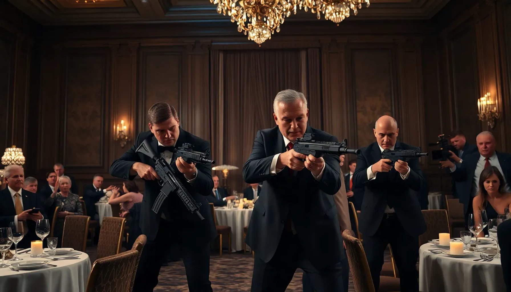 Servicio Secreto interviniendo en una gala en Washington mientras protege a Trump y la primera dama