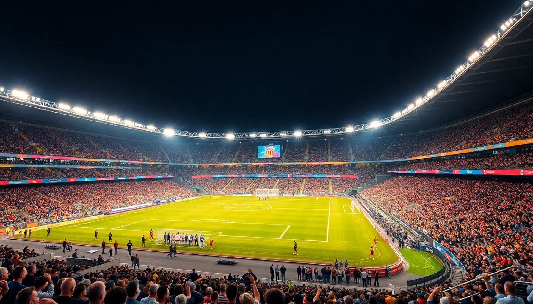 Estadio de Mestalla iluminado con jugadores de Valencia y Celta de Vigo disputando la jornada 30 de LaLiga