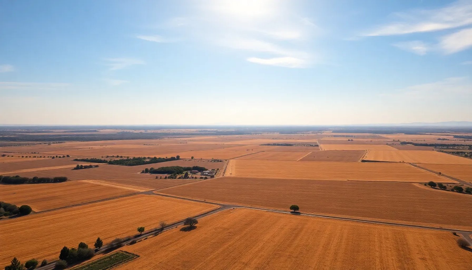 Vista aérea de paisajes catalanes bajo un cielo despejado y temperaturas elevadas en abril de 2026