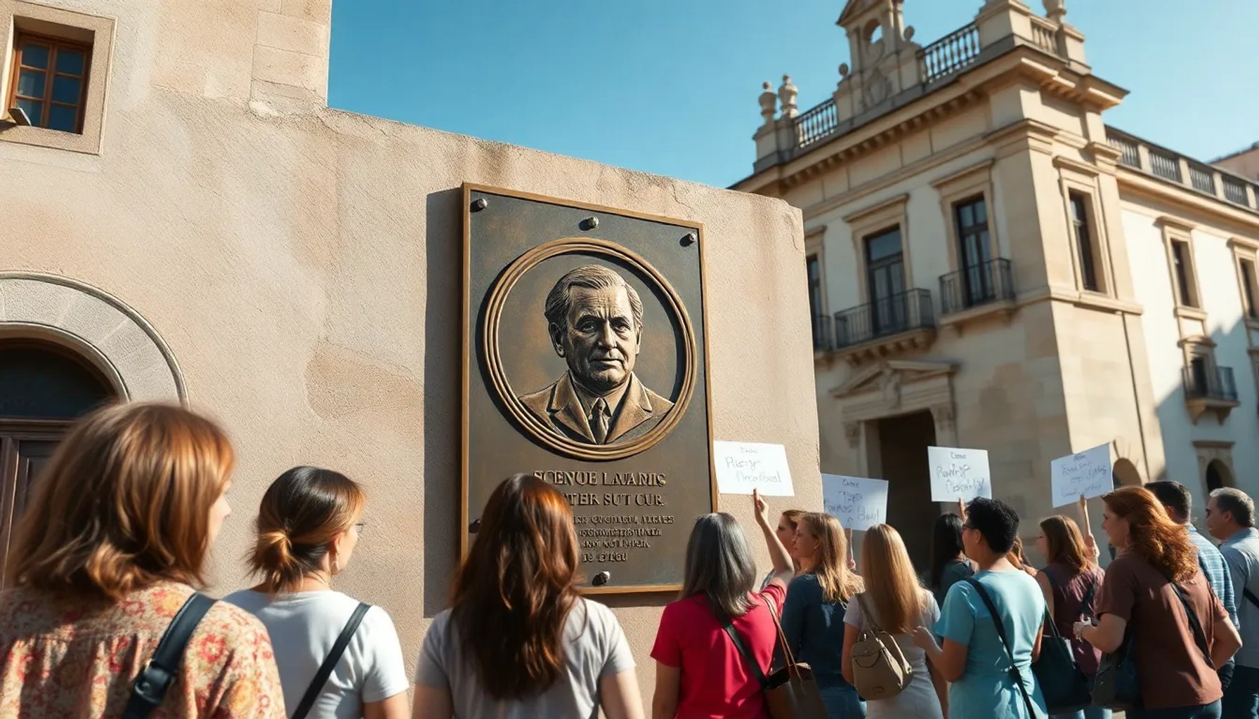 Imagen del ayuntamiento de Cádiz con la estrella retirada del muro que homenajeaba a Juan Carlos Aragón