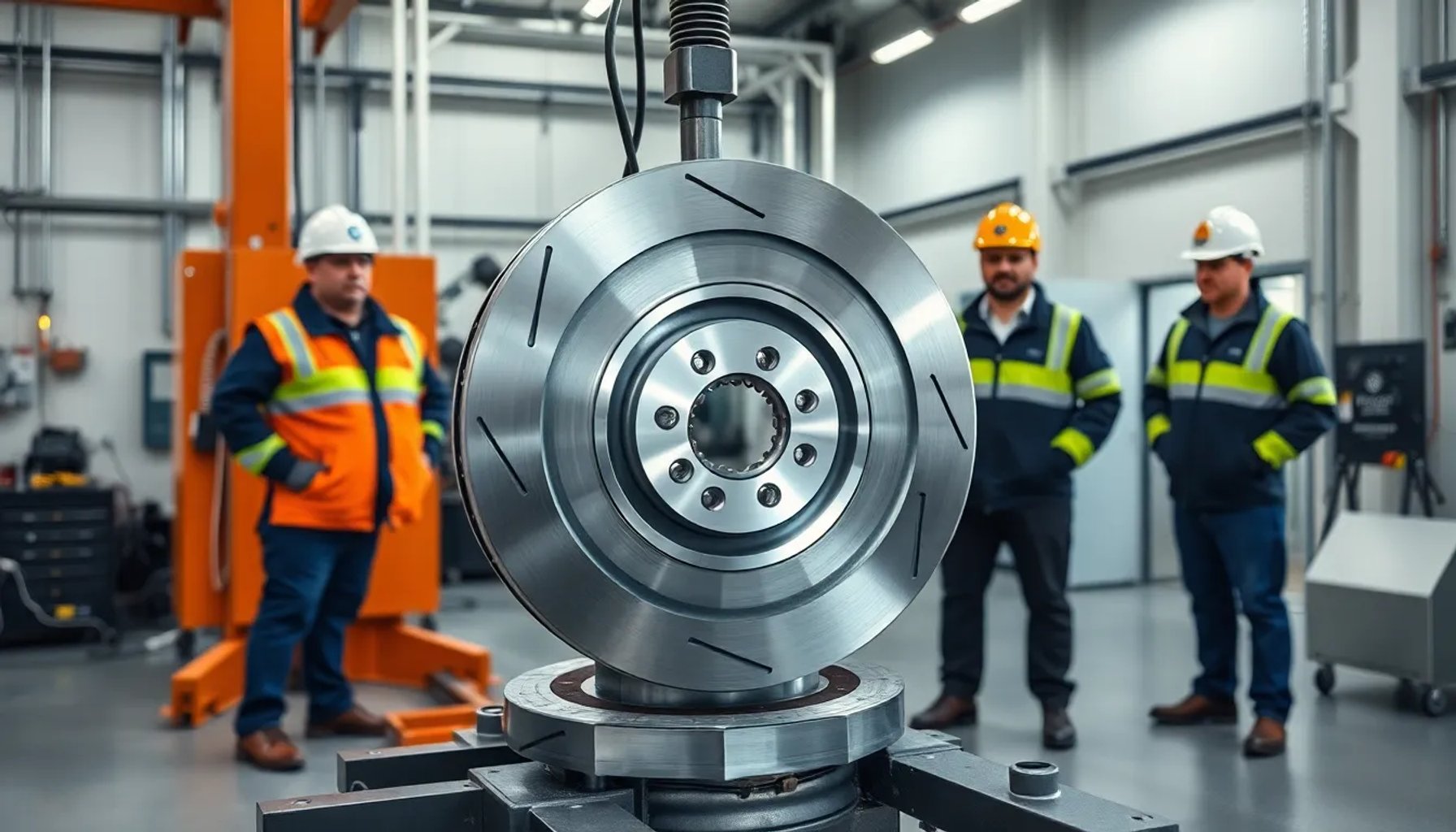 Disco de freno de acero ultra ligero desarrollado en Alemania, mostrando su superficie pulida y diseño innovador